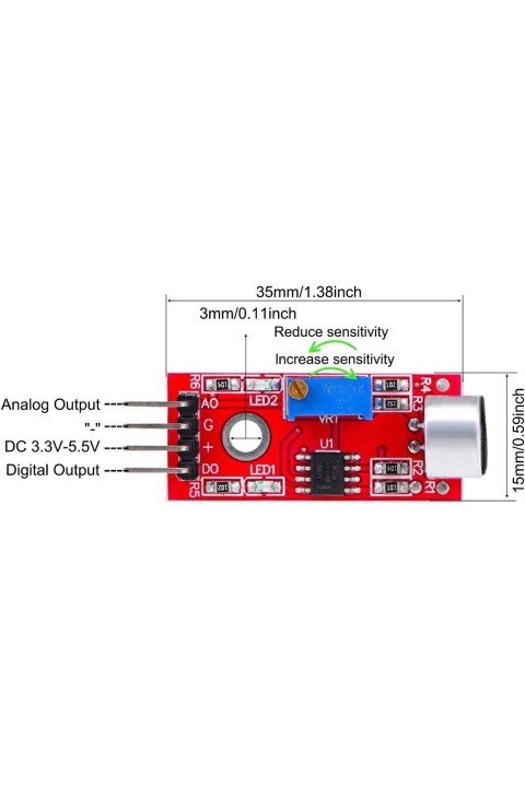 Ses Sens&ouml;r Mod&uuml;l&uuml; Mikrofon Analog Dijital &Ccedil;ıkış Arduino Ses Sens&ouml;r&uuml;