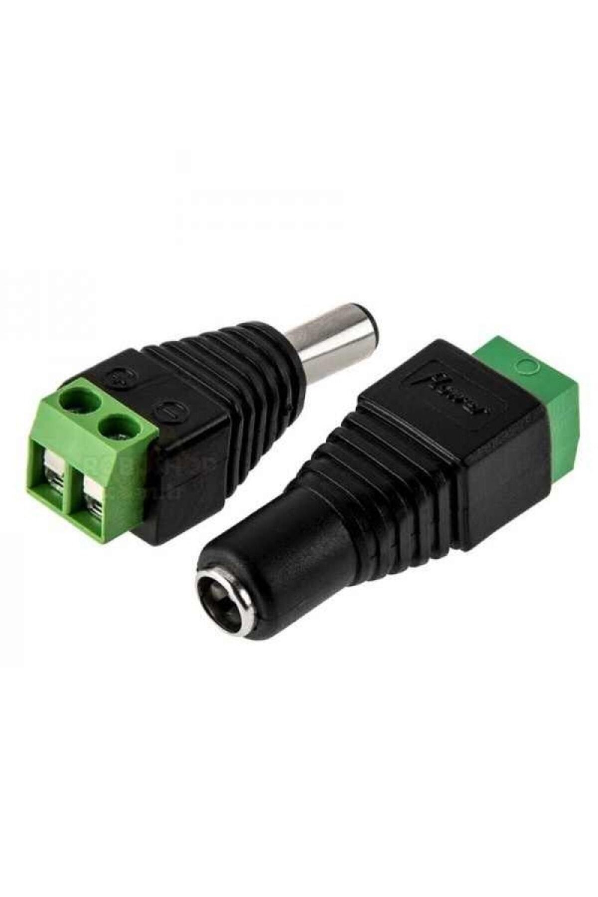 2.1mm Dc Power Dişi Jak Klemensli Erkek Jack Cctv Konnekt&ouml;r Toplam 4 Par&ccedil;a