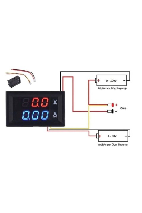 Dijital Voltmetre Ampermetre DC 100V 10A Panel Tipi