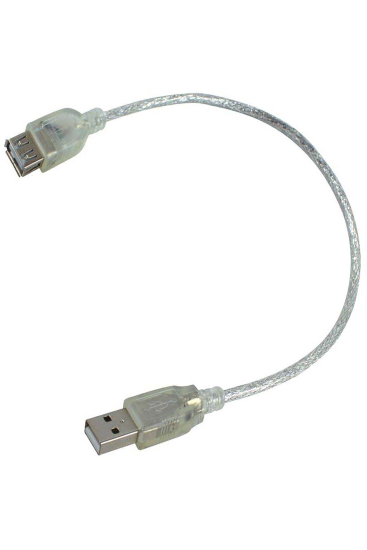 USB 2.0 Uzatma Kablosu 50 cm Şeffaf Erkek Dişi