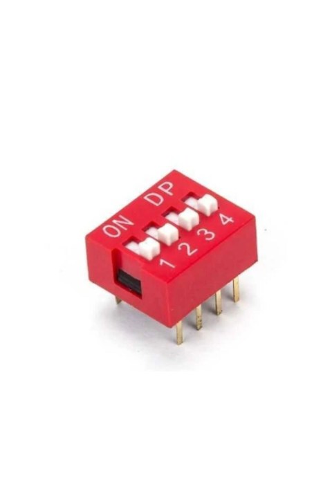 4'l&uuml; DIP Switch 8 Bacaklı 2,54 mm Kırmızı