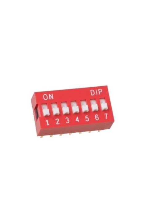 7'li DIP Switch 14 Bacaklı 2,54 mm Kırmızı