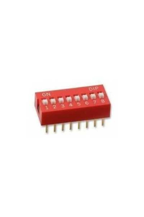 8'li DIP Switch 16 Bacaklı 2,54 mm Kırmızı
