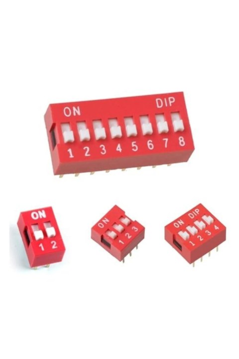 8'li DIP Switch 16 Bacaklı 2,54 mm Kırmızı